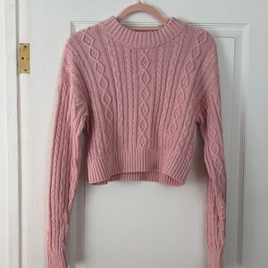 Gap x LoveShackFancy Blush Cable Knit Cropped Sweater